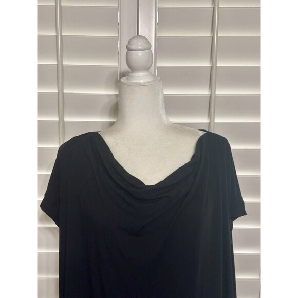 EILEEN FISHER Size L Cowl Neck Short Sleeve Shift Dress Minimalist Closet Staple - Picture 3 of 12